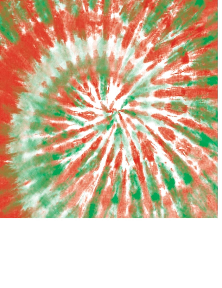 red, white and green tie dye